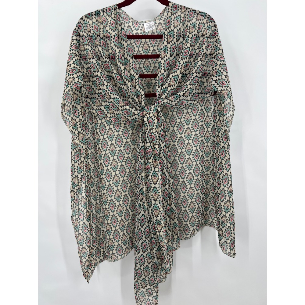 Serra Womens Small Aztec Print Beach Cover Up Draping Tie Lagenlook Boho Chic